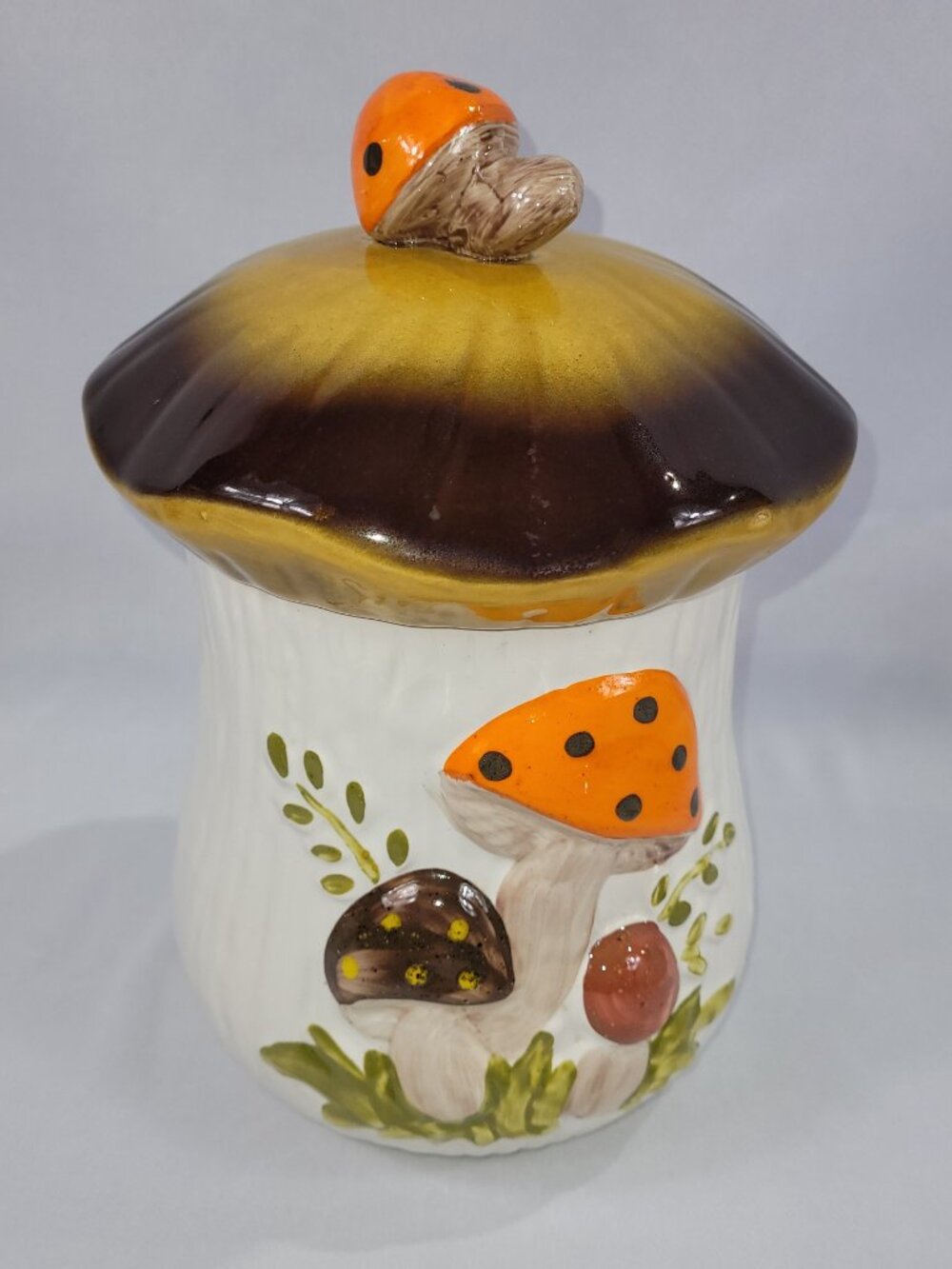 Sears Merry Mushroom Vintage 10.5" Ceramic Cannister Cookie Jar Container